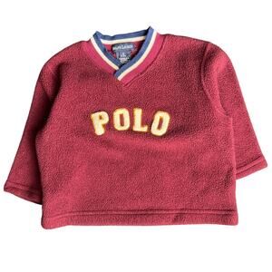 Vintage Polo Ralph Lauren Pullover Fleece V-Neck Crewneck Medium 6-12 Toddler